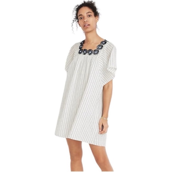 Madewell Embroidered Floral Flowy Stripped Mini Dress - Picture 2 of 7